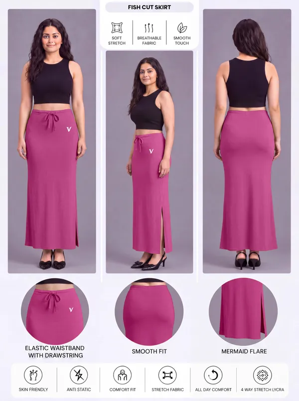 Fuchsia_Microfiber_Straight_Fit_Side_Slit_Saree_Shapewear_For_Women