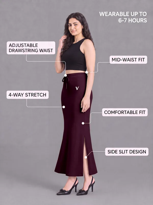 Maroon_Microfiber_Flared_Slit_Saree_Shapewear_For_Women
