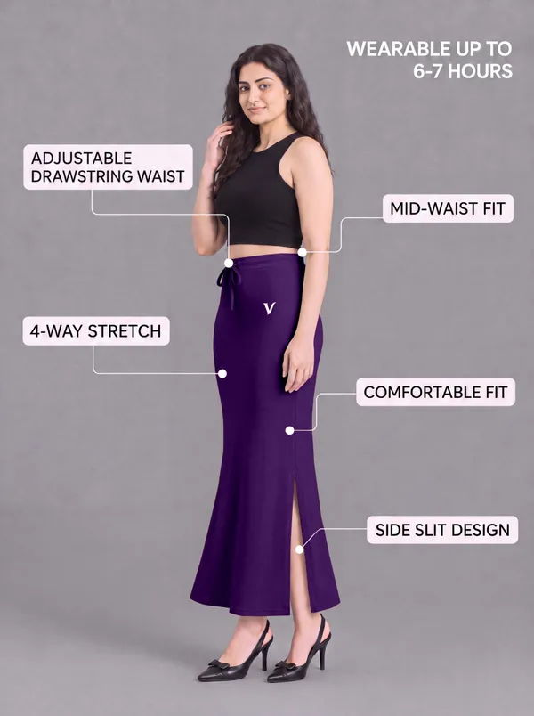 Purple_Microfiber_Fitted_Maxi_Saree_Shapewear_For_Women