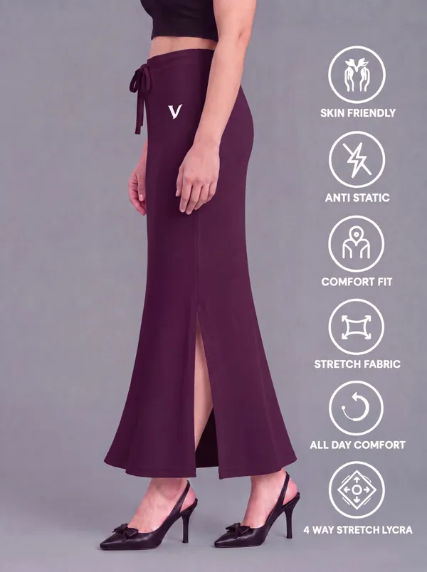 Maroon_Microfiber_Mermaid_Saree_Shapewear_For_Women