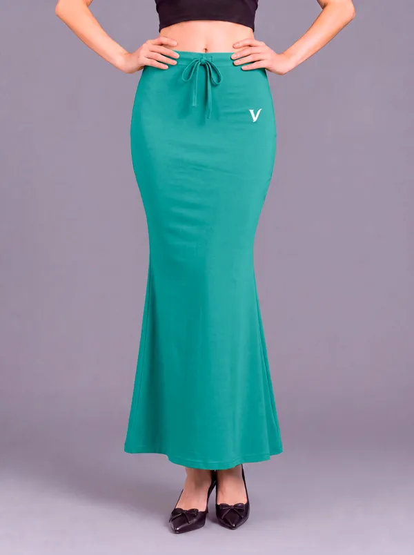 Teal_Microfiber_Bodycon_Maxi_Saree_Shapewear_For_Women