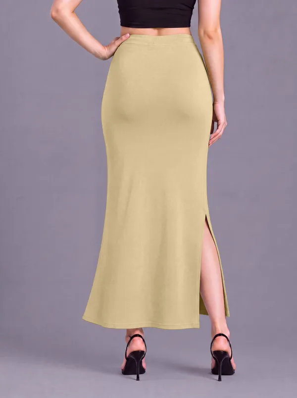 Beige_Microfiber_Mid-Waist_Slit_Saree_Shapewear_For_Women