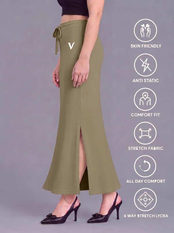 Olive_Microfiber_Fitted_Maxi_Saree_Shapewear_For_Women