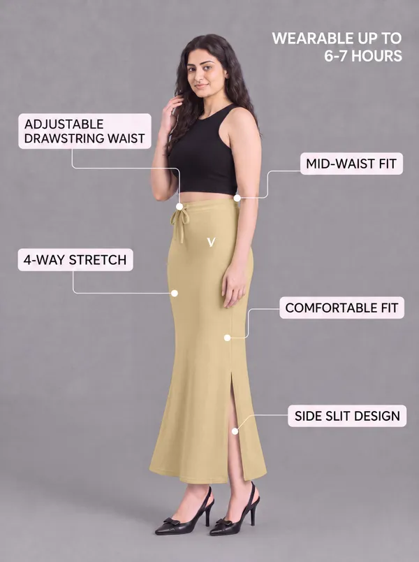 Beige_Microfiber_Mid-Waist_Slit_Saree_Shapewear_For_Women