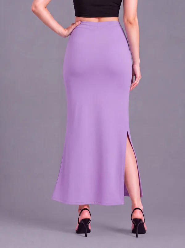 Lavender_Microfiber_Fitted_Maxi_Saree_Shapewear_For_Women