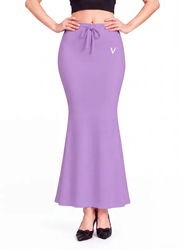 Lavender_Microfiber_Fitted_Maxi_Saree_Shapewear_For_Women