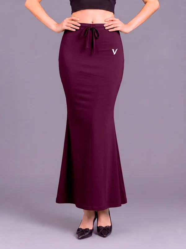Maroon_Microfiber_Fitted_Maxi_Saree_Shapewear_For_Women