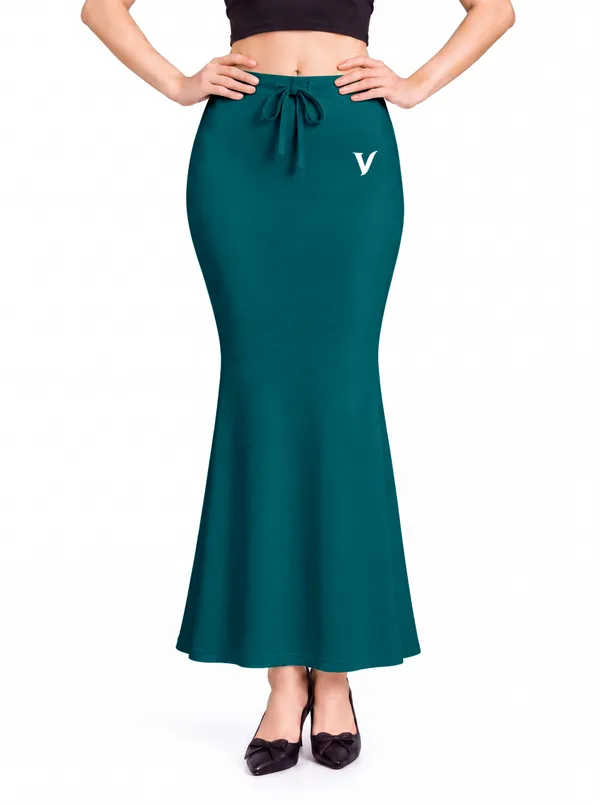 Teal_Microfiber_Flared_Saree_Shapewear_For_Women
