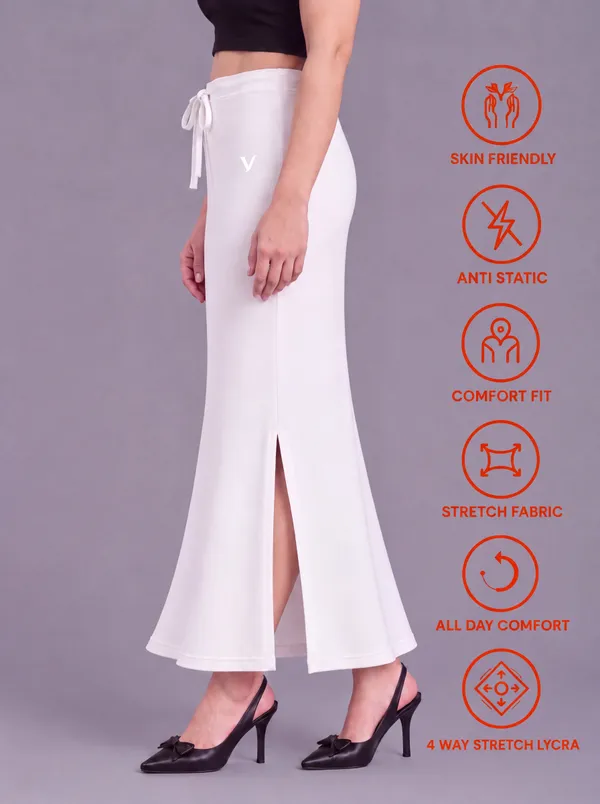 White_Microfiber_Fitted_Maxi_Saree_Shapewear_For_Women