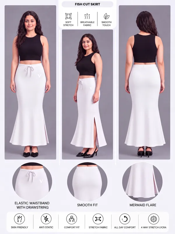 White_Microfiber_Fitted_Maxi_Saree_Shapewear_For_Women