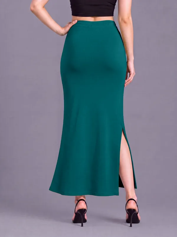 Teal_Microfiber_Flared_Saree_Shapewear_For_Women