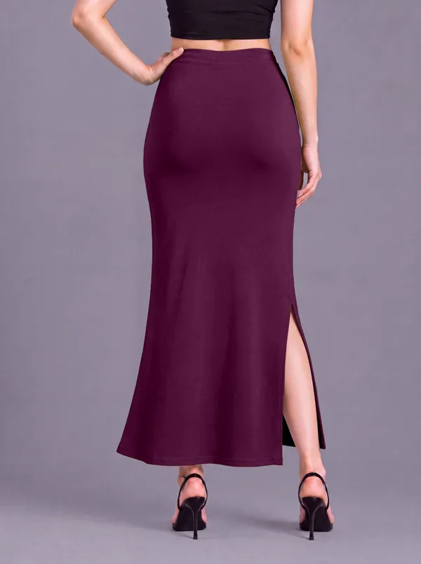Maroon_Microfiber_Fitted_Maxi_Saree_Shapewear_For_Women