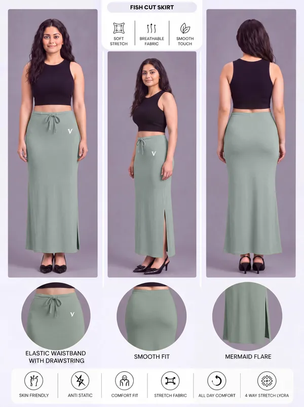 Mint_Green_Microfiber_Flared_Saree_Shapewear_For_Women