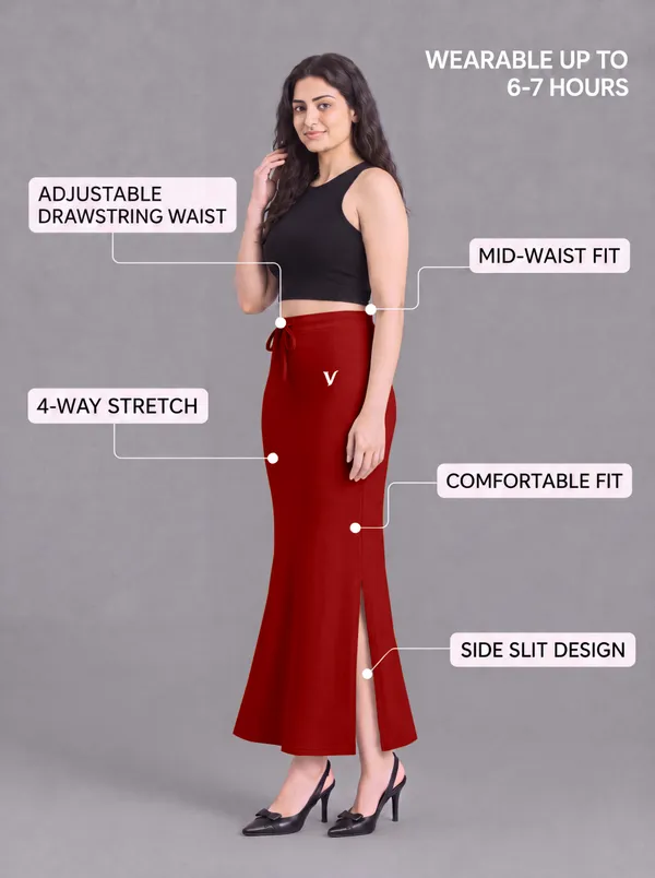Red_Microfiber_Stretch_Fit_Slit_Saree_Shapewear_For_Women