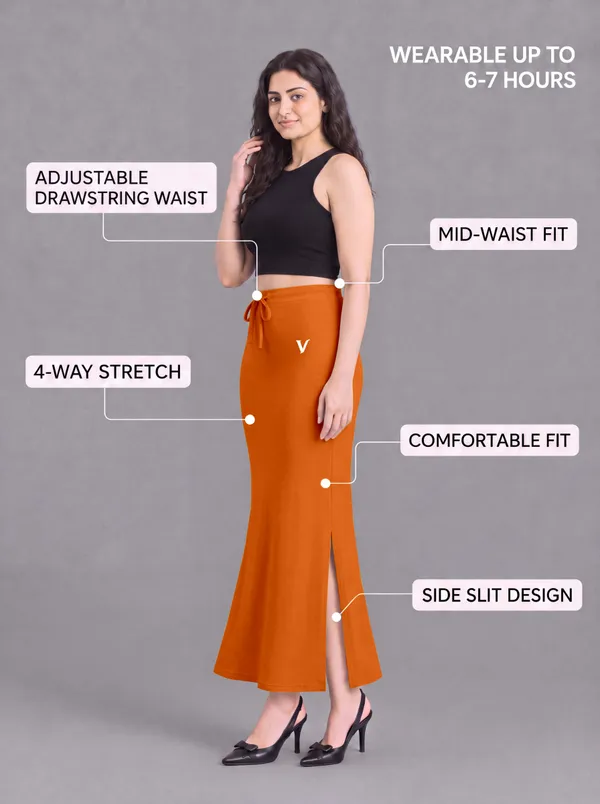 Orange_Microfiber_Flared_Saree_Shapewear_For_Women