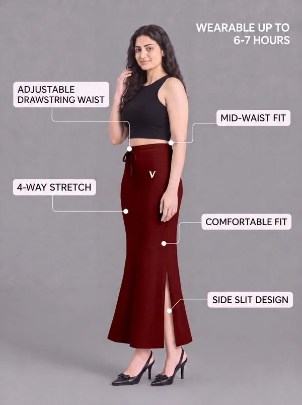 Maroon_Microfiber_Flared_Saree_Shapewear_For_Women