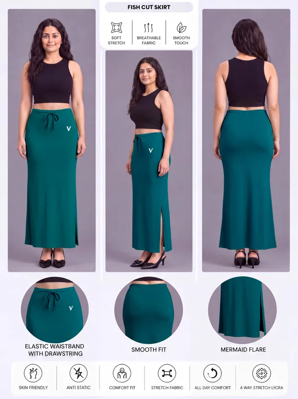 Teal_Microfiber_Flared_Saree_Shapewear_For_Women