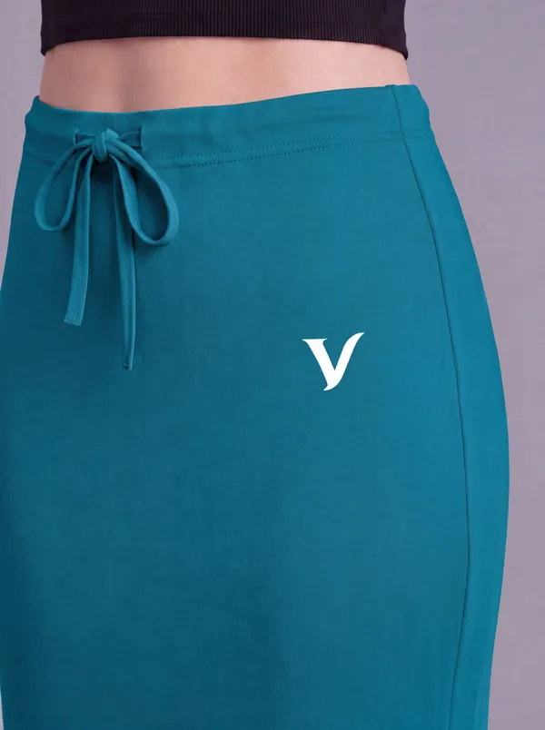 Teal_Microfiber_Bodycon_Maxi_Saree_Shapewear_For_Women
