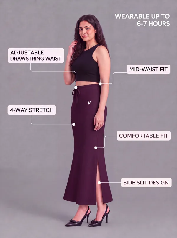 Maroon_Microfiber_Mermaid_Saree_Shapewear_For_Women