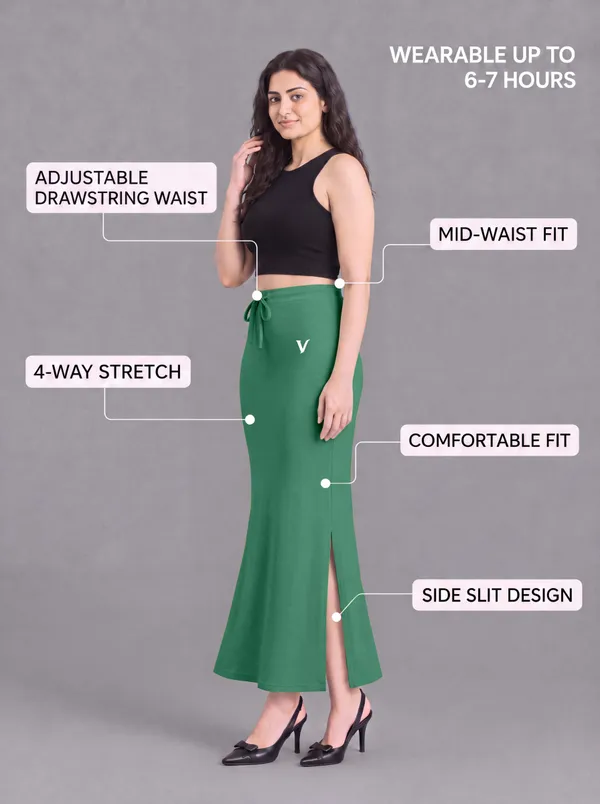 Green_Microfiber_Fitted_Maxi_Saree_Shapewear_For_Women