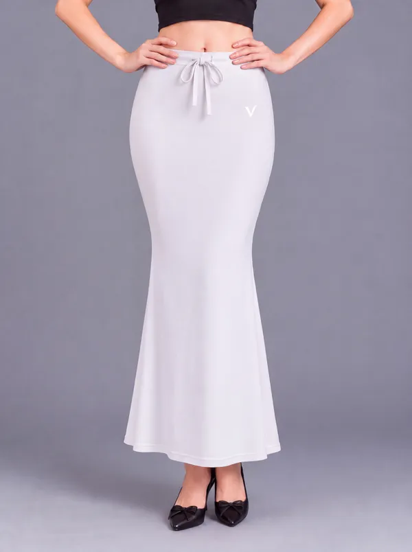White_Microfiber_Fitted_Maxi_Saree_Shapewear_For_Women
