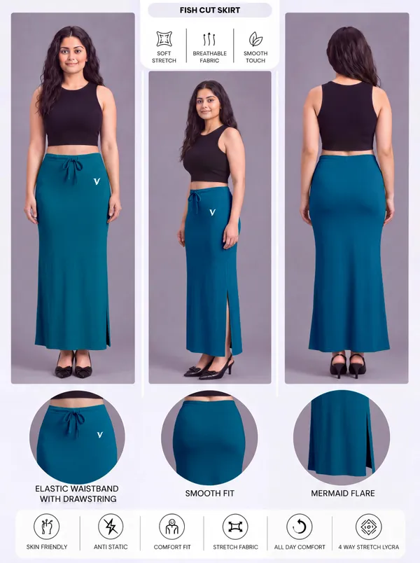 Teal_Microfiber_Slit_Maxi_Saree_Shapewear_For_Women