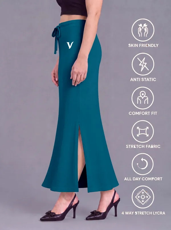 Teal_Microfiber_Slit_Maxi_Saree_Shapewear_For_Women
