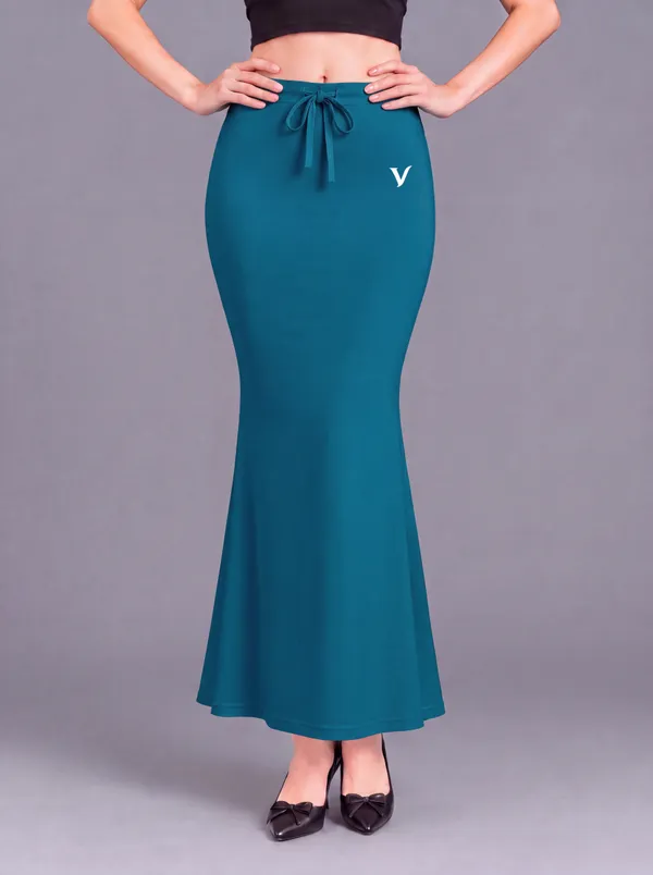 Teal_Microfiber_Bodycon_Maxi_Saree_Shapewear_For_Women