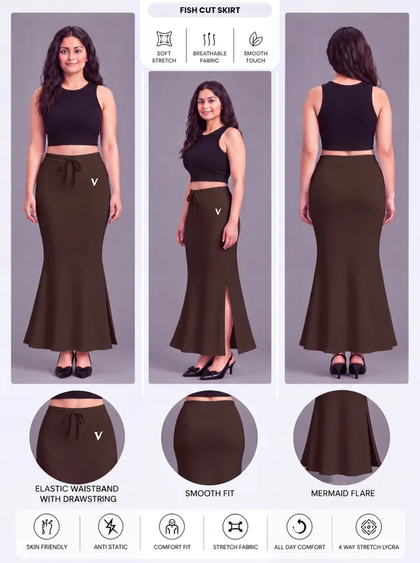 Brown_Microfiber_Fitted_Maxi_Saree_Shapewear_For_Women