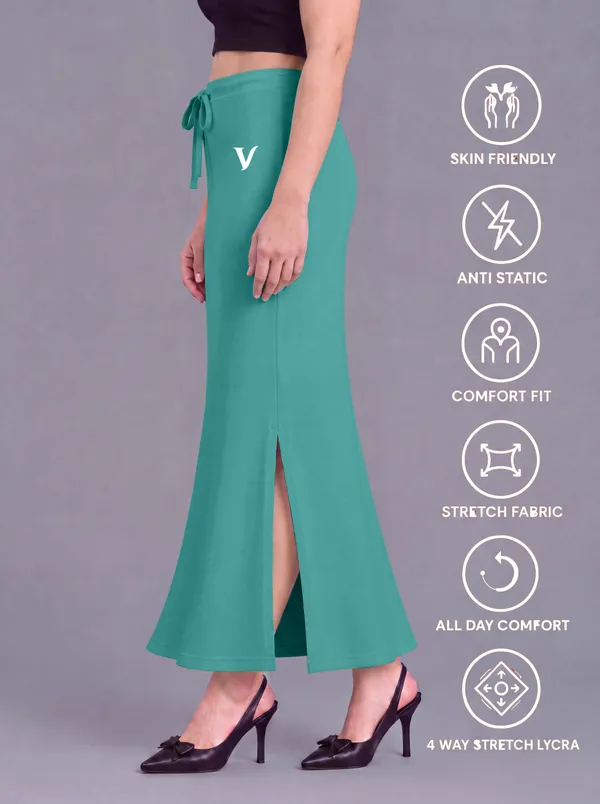Teal_Microfiber_Bodycon_Maxi_Saree_Shapewear_For_Women