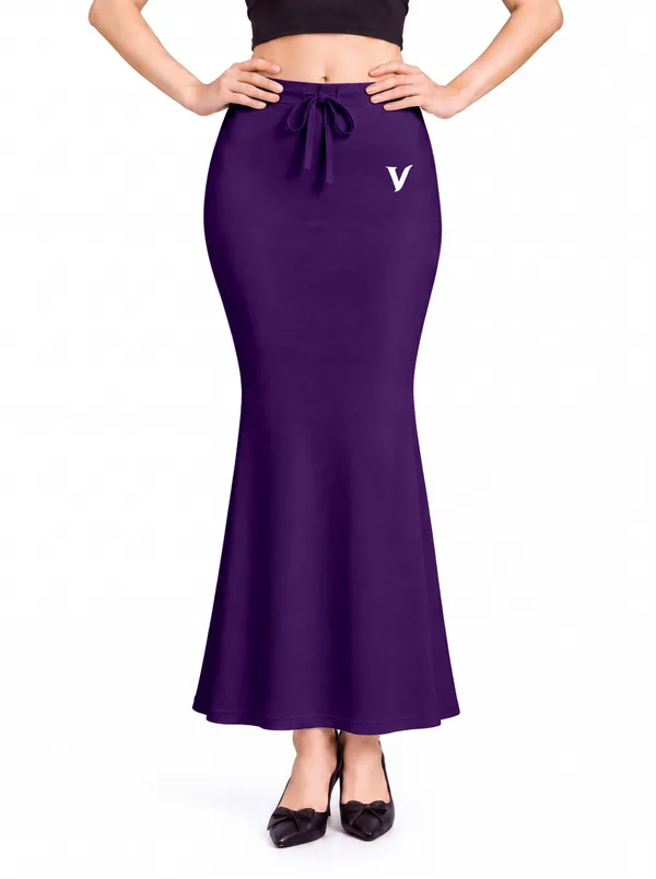 Purple_Microfiber_Fitted_Maxi_Saree_Shapewear_For_Women