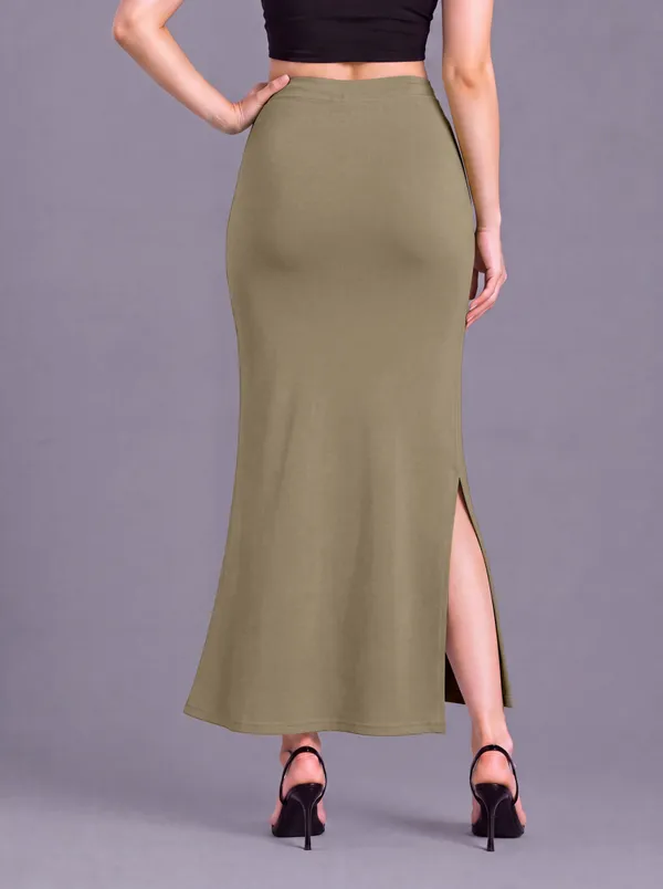 Olive_Microfiber_Fitted_Maxi_Saree_Shapewear_For_Women