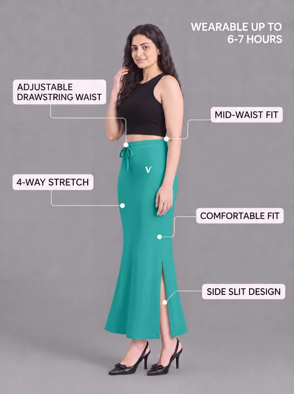 Teal_Microfiber_Bodycon_Maxi_Saree_Shapewear_For_Women