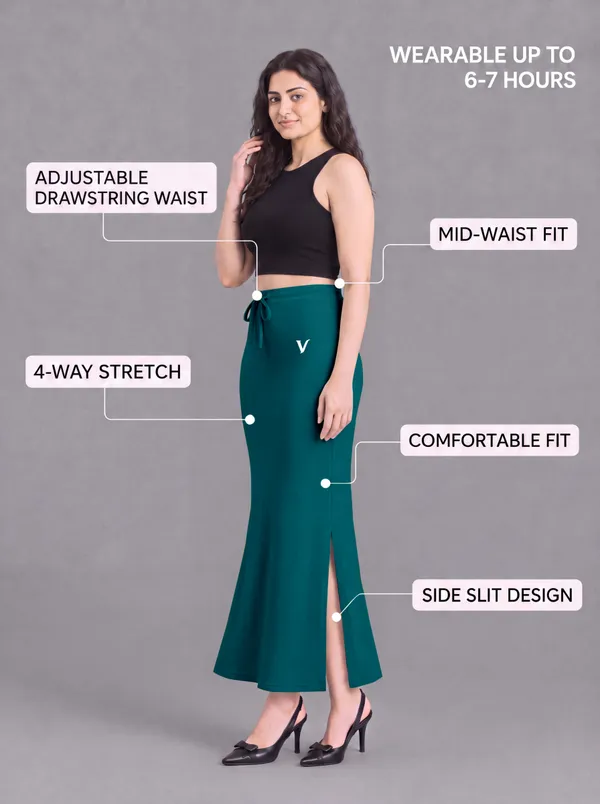 Teal_Microfiber_Flared_Saree_Shapewear_For_Women