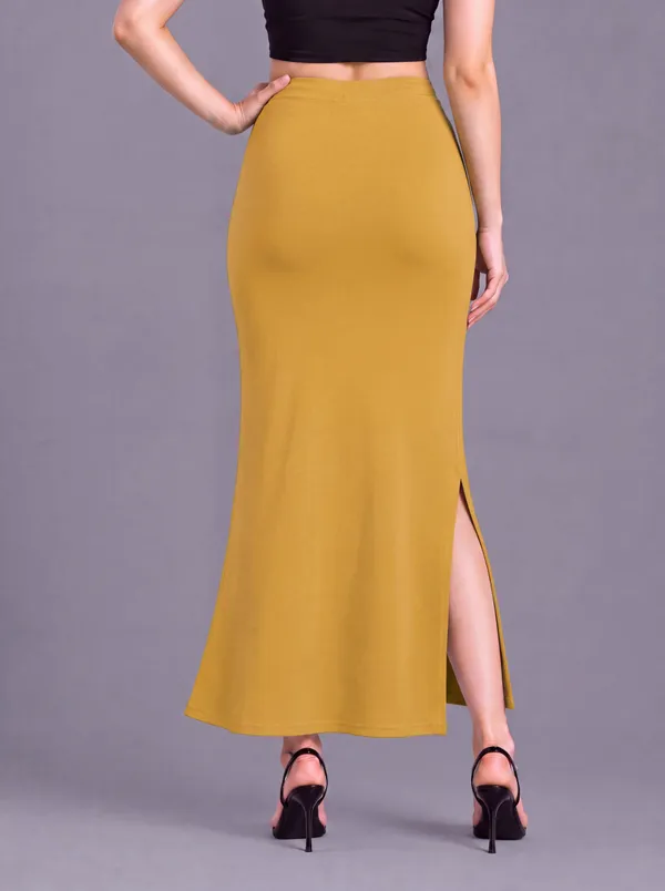 Mustard_Microfiber_Bodycon_Slit_Saree_Shapewear_For_Women