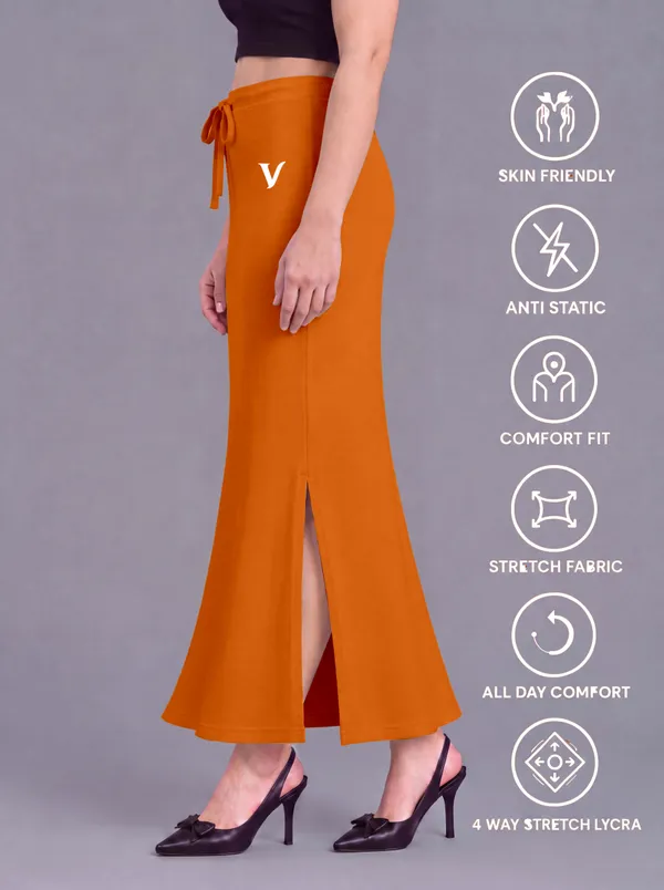 Orange_Microfiber_Flared_Saree_Shapewear_For_Women