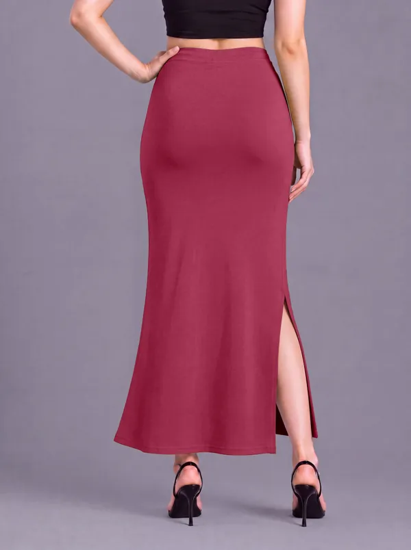 Maroon_Microfiber_Slit_Maxi_Saree_Shapewear_For_Women