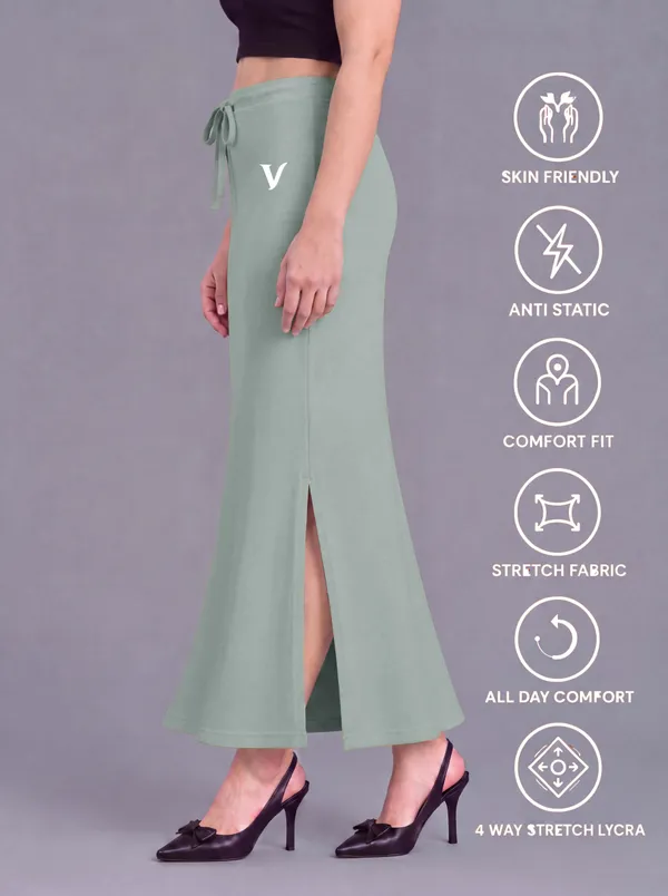 Mint_Green_Microfiber_Flared_Saree_Shapewear_For_Women
