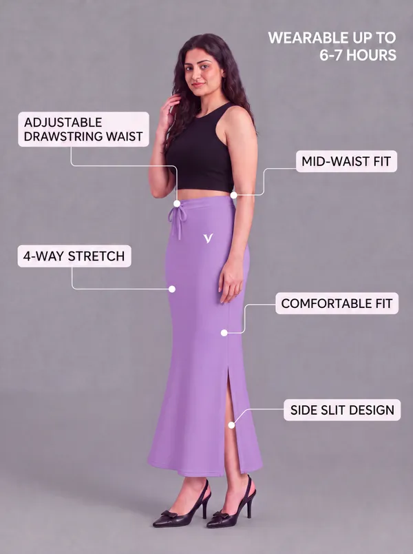 Lavender_Microfiber_Fitted_Maxi_Saree_Shapewear_For_Women