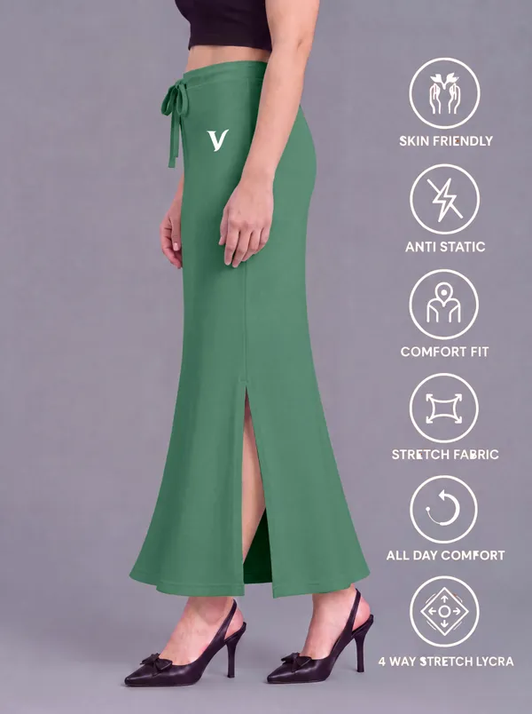 Green_Microfiber_Fitted_Maxi_Saree_Shapewear_For_Women
