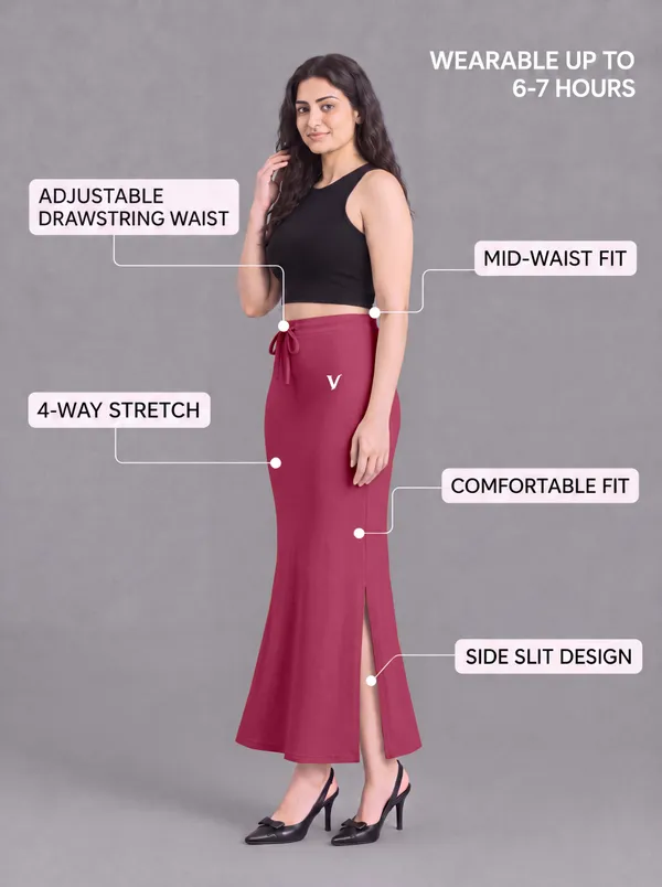 Maroon_Microfiber_Slit_Maxi_Saree_Shapewear_For_Women