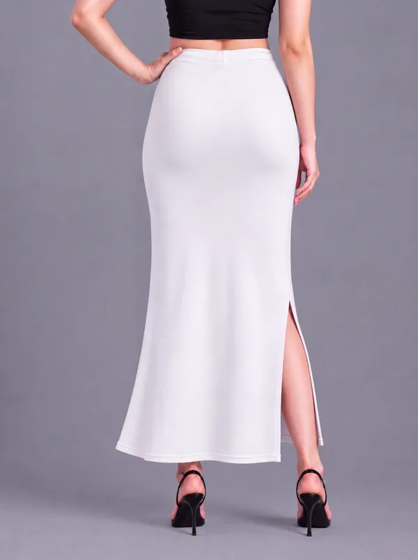 White_Microfiber_Fitted_Maxi_Saree_Shapewear_For_Women