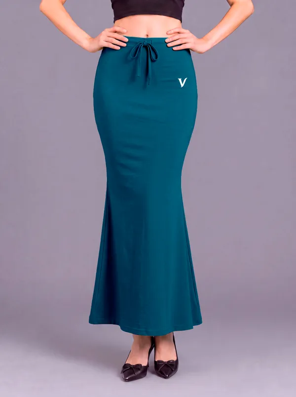 Teal_Microfiber_Slit_Maxi_Saree_Shapewear_For_Women