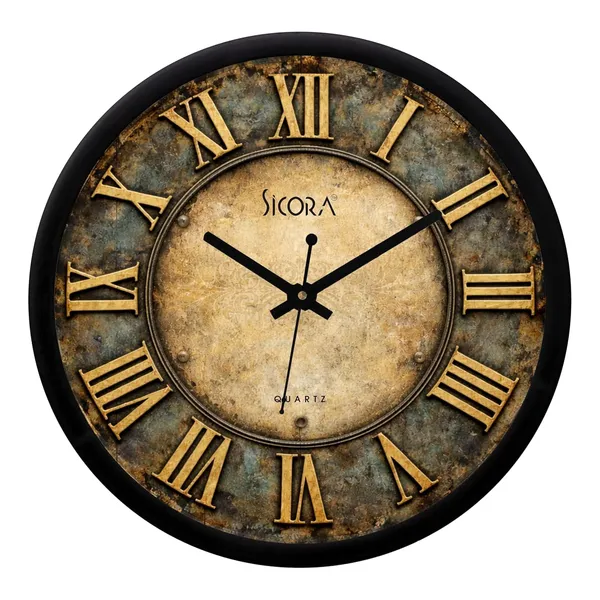 Plastic_Glass_Vintage_Round_Analog_Brown_Wall_Clock