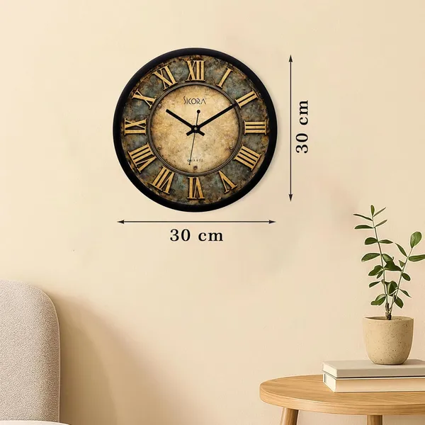 Plastic_Glass_Vintage_Round_Analog_Brown_Wall_Clock