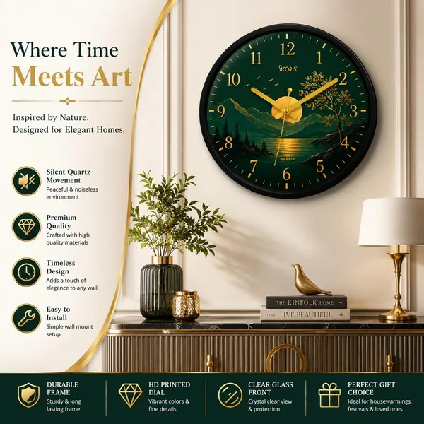 Plastic_Glass_Minimalist_Round_Analog_Green_Wall_Clock