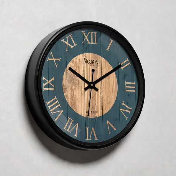 Plastic_Glass_Vintage_Round_Analog_Blue_Black_Wall_Clock