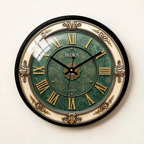 Plastic_Glass_Minimalist_Round_Analog_Green_Black_Wall_Clock_And_Black_Wall_Clock