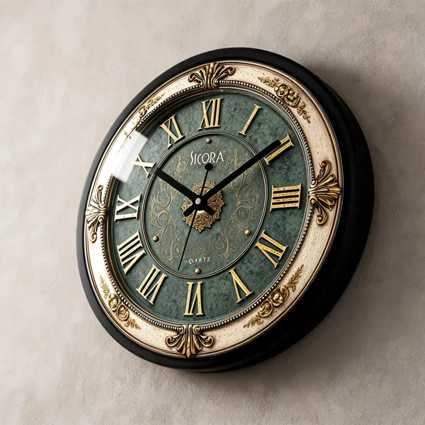 Plastic_Glass_Minimalist_Round_Analog_Green_Black_Wall_Clock_And_Black_Wall_Clock