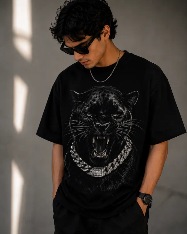 Black_Cotton_Oversized_Black_Panther_Graphic_T-Shirt_For_Unisex